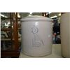 Image 1 : Lidded Redwing pottery 5 gallon crock, note damage to lid