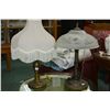Image 1 : Two vintage style cast table lamps, one with glass shade