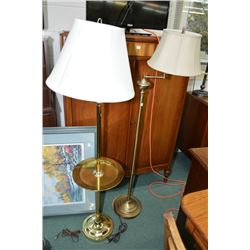 Two pole lamps with shades