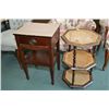 Image 1 : Regency style single drawer side table and a three tiered rattan table