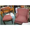 Image 1 : Vintage upholstered button tufted parlour chair and a upholstered antique Victorian side chair with 