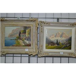 Two framed oil on board paintings featuring cottage scenes, signed by K. Paul 8" X by 10" - Rm 103