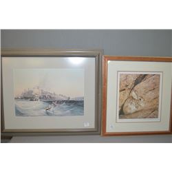 Two framed prints including limited edition rabbit 34/950 signed by artist and ship with shoreline s
