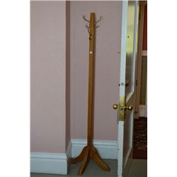 Oak coat pole and hanging wall mirror with wood frame Rm 103