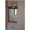 Image 2 : Oak coat pole and hanging wall mirror with wood frame Rm 103