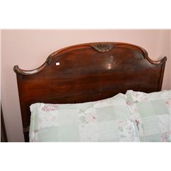 Vintage matched grain mahogany headboard with footboard and rails