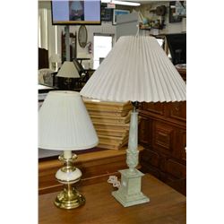 Cream and brass table lamp Rm 103 and a vintage Roman column style table lamp