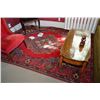 Image 1 : Iranian floor rug with large boarder, single medallion in shades of red and navy, 108" X 80" - Rm 10
