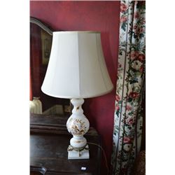 Glass and gilt table lamp with marble base
