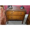 Image 1 : Antique oak two drawer side table to match lot 81, Rm 105