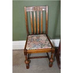 Four oak side chair with tapestry upholstered seat Rm 105