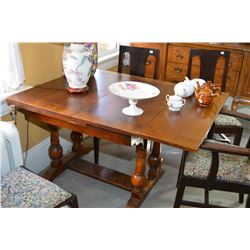 36" square drop leaf English oak table