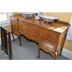Mid 20th Century walnut sideboard with tall cabriole supports