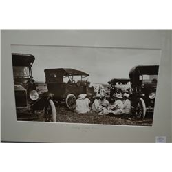 Framed vintage black and white photo of the Legislative building/old Fort Edmonton 1912
