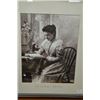 Image 1 : Black and white archived photo of a young woman reading at a table labelled "Mrs. W. J. Hewey - Sept