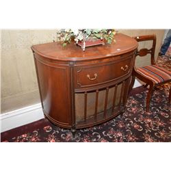 Stromberg-Carlson mahogany cased record player/radio in interesting flat-to-the-wall style cabinet
