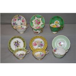 Six vintage collectible cups and saucers including Paragon, Old Foley and Royal Grafton etc.