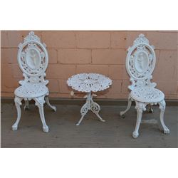 Three piece cast bistro set in figural motif