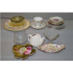 Selection of vintage collectibles including plates, hand painted pin tray, cups and saucer etc.