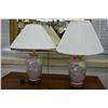 Image 1 : Two Pink Floral Motif Lamps