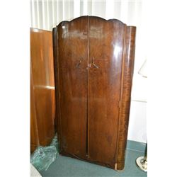 Small walnut two door fitted wardrobe