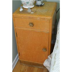 Birds eye maple single drawer and single door night table