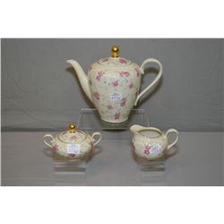 Floral motif Bavarian teapot, cream and lidded sugar