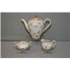 Image 1 : Floral motif Bavarian teapot, cream and lidded sugar