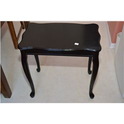Semi contemporary imitation ebonized occasional table with cabriole feet