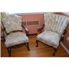 Image 1 : Two mid 20th century tapestry upholstered side chairs one with barley twist support, both with claw 