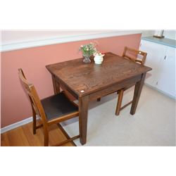 Oak mission style single drawer library desk