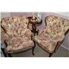 Image 1 : Pair of matching button tufted closed arm upholstered parlour chairs with cabriole supports
