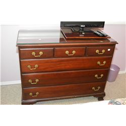 Vintage six drawer mahogany dresser with original finish and pulls