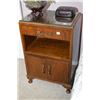 Image 1 : Vintage walnut night table with doors and single drawer