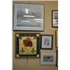 Image 1 : Four framed prints including a harbour, two still-lifes and a Levesque river scene