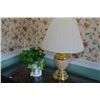 Image 1 : Bird motif planter and a brass coloured and glass table lamp