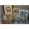 Image 1 : Selection of framed prints including group of seven, butterflies, a rail yard, etc.