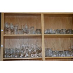 Selection of hotel glassware including wine glasses, water tumblers etc.