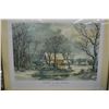 Image 1 : Framed currier and Ives "Winter In The Country, The Old Grist Mill"