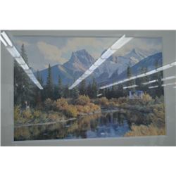 Signed limited edition print of a mountain meadow 34/550 pencil signed by artist Isabel Levesque