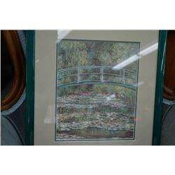 Framed pastel of a footbridge artist signed 1989