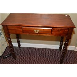 Victorian style bobbin leg single drawer mahogany console table