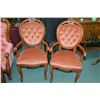 Image 1 : A pair of matching parlour chairs with button tufted upholstery
