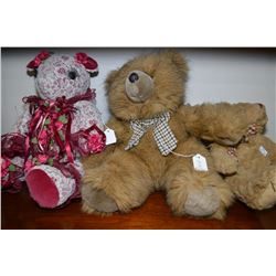 Three vintage teddy bears including hand crafted Victorian style bear