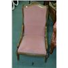 Image 1 : Pink velvet upholstered slipper chair with carved back