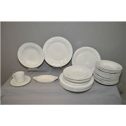 Selection of  Linns stoneware  white dinnerware including large plates and bowls