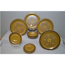 Selection of Estoril Ironstone dinnerware including large plates, bowls etc.