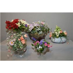 Selection of collectibles including hand painted vase, pressed glass footed bowl, clear jug etc.