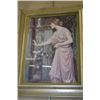 Image 1 : Framed print of a French maiden in a courtyard