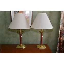 Pair of modern candlestick motif table lamps
